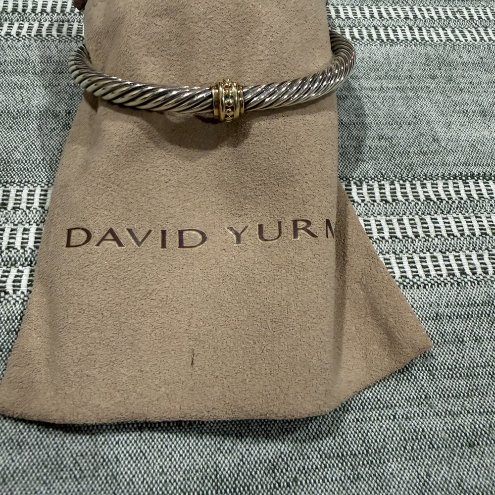 MULTIPLE David Yurman Silver Cable Cuff with Gold Accent - Picture 2 of 10